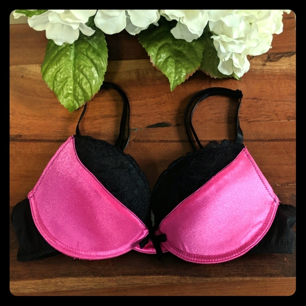 Pink and Black push-up bra 34C - Underwire